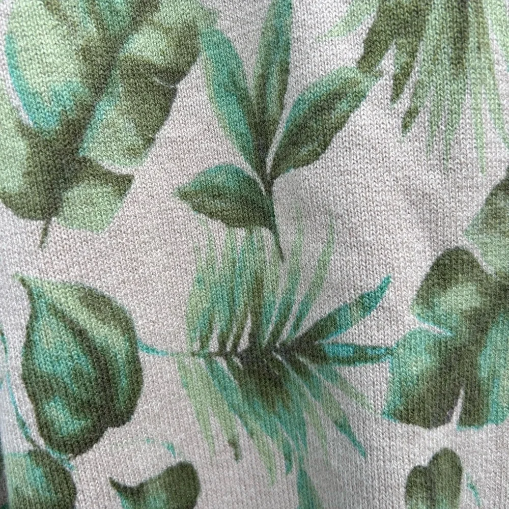 J. Jill Cream and Green Leaf Print Sweater - Picture 4 of 12